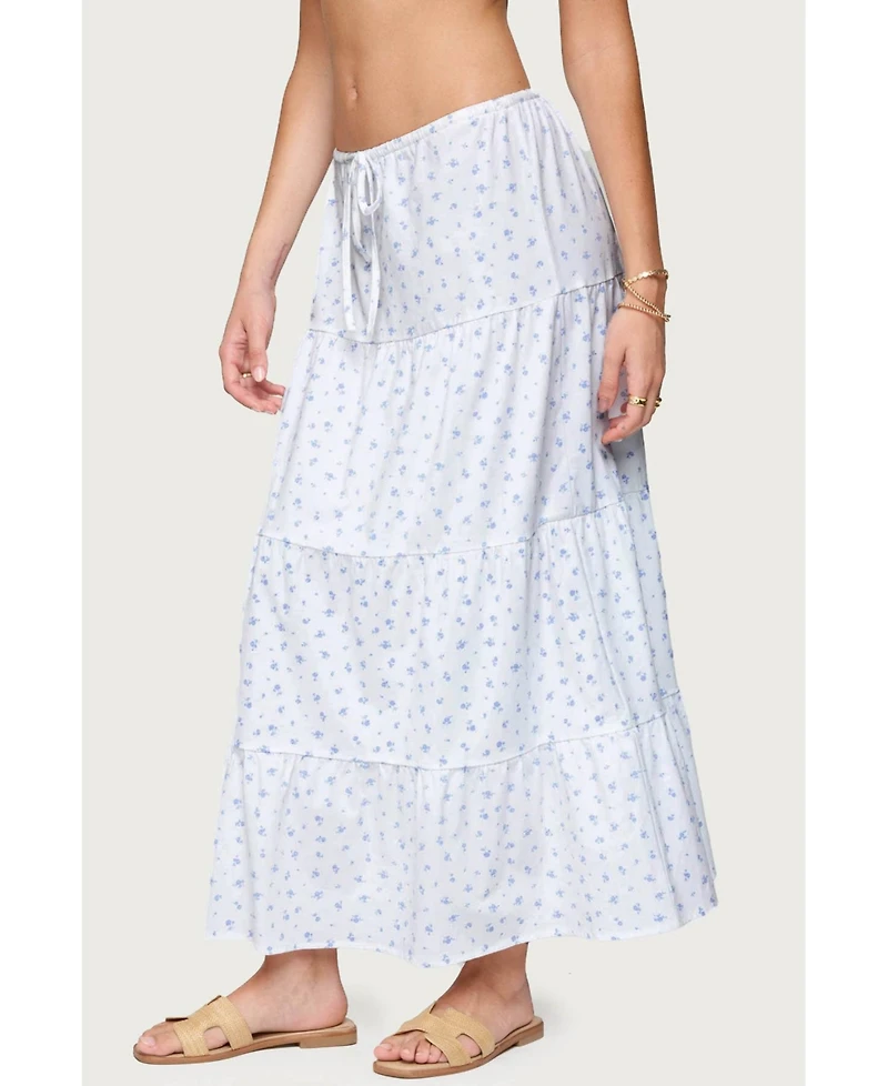 Edikted Women's Charley Floral Tiered Maxi Skirt