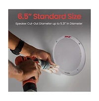 Pyle 6.5" In-Wall/In-Ceiling 2-Way Stereo Speaker Pair – Flush Mount, Dual Midbass, 1/2" Polymer Tweeter, Home Theater Audio