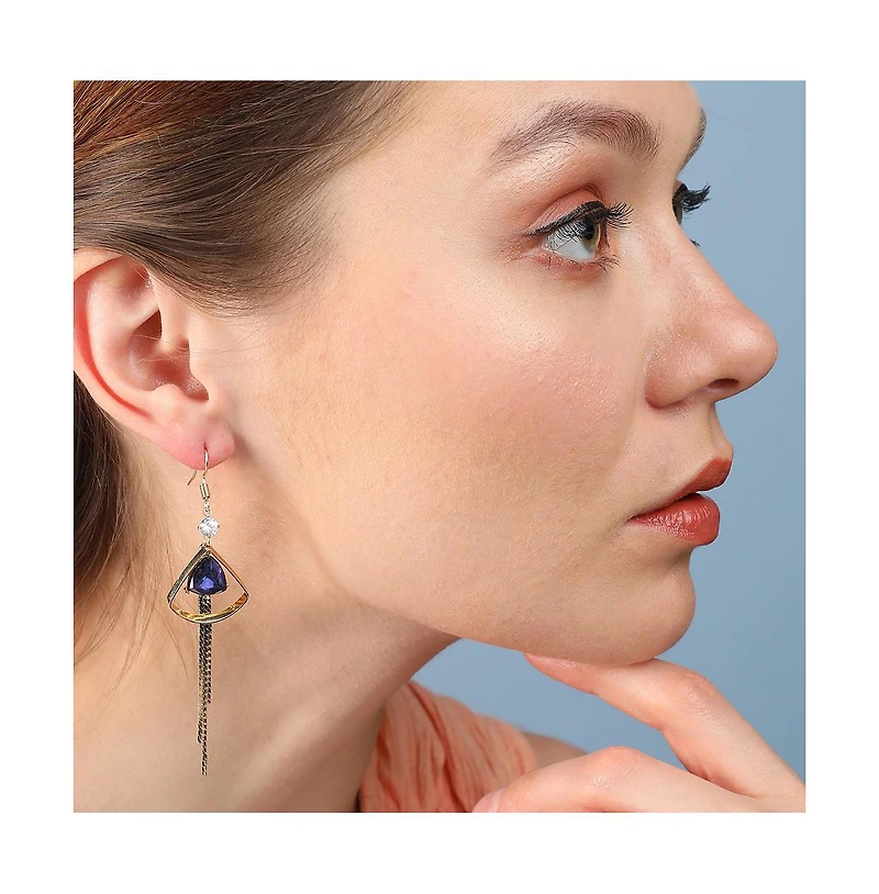 Sohi Women's White Sleek Drop Earrings