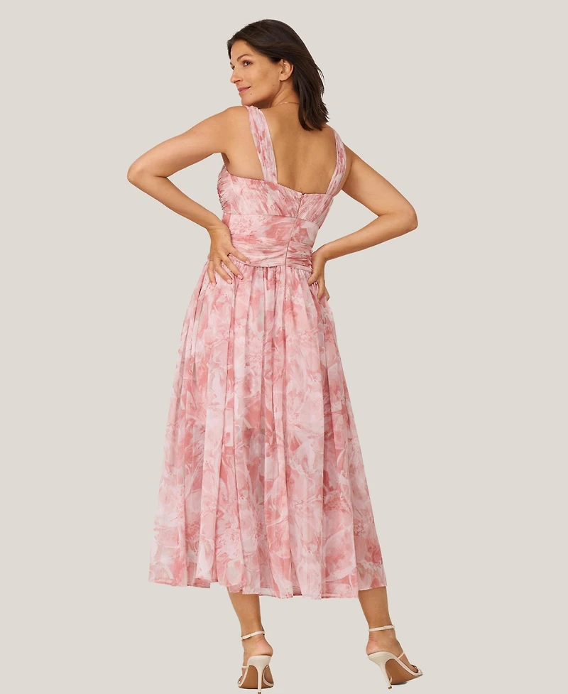 J Mendel Women's Floral Twist Pleated Midi Dress