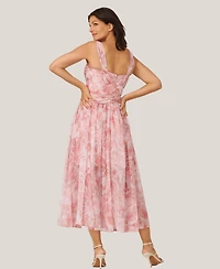 J Mendel Women's Floral Twist Pleated Midi Dress