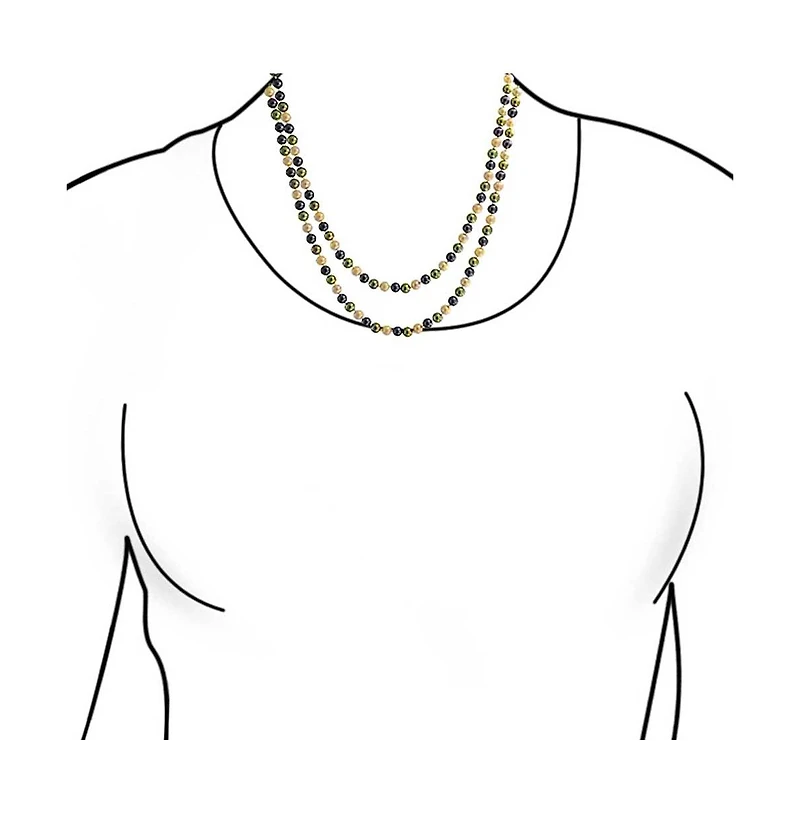 Bling Jewelry Classic Western Style Hand Knotted Simulated Pearls Round Ball Bead Endless Long Strand Double Triple Wrap Layer Necklace
