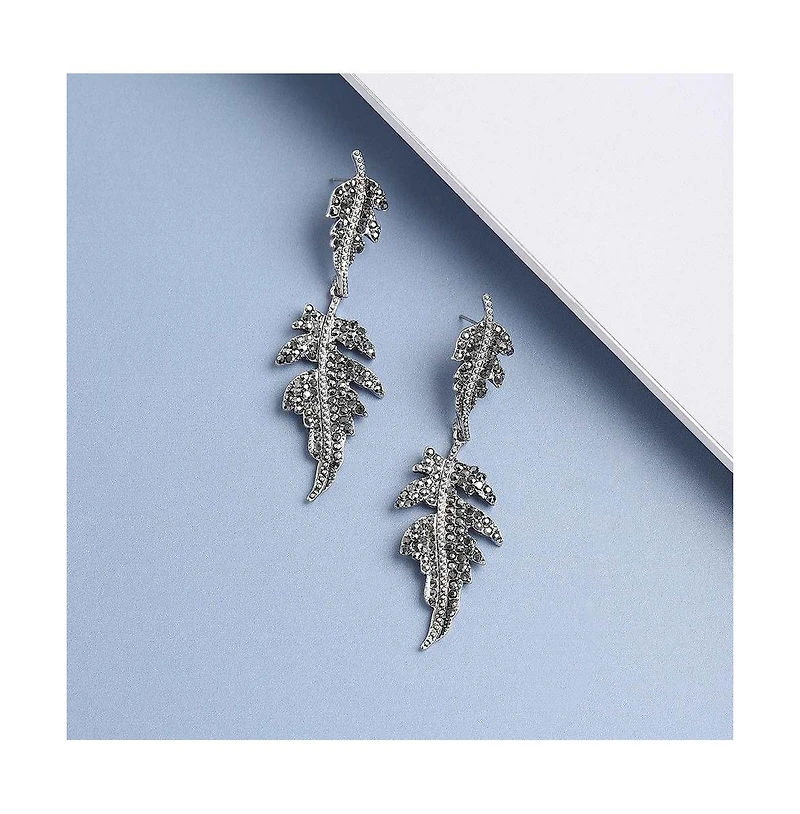 Sohi Women's Black Foliage Drop Earrings