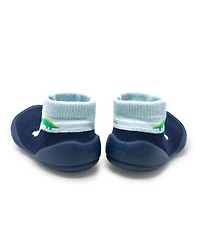 Komuello Baby Boy First Walk Sock Shoes Navy Dash