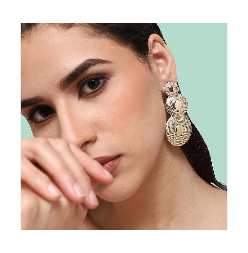 Sohi Women's Green Circular Drop Earrings