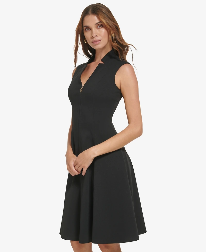 Calvin Klein Women's Sleeveless Scuba Crepe A-Line Dress