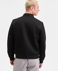 Karl Lagerfeld Men's Textured Varsity Zip Bomber Jacket