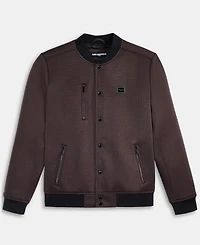 Karl Lagerfeld Men's Textured Varsity Zip Bomber Jacket