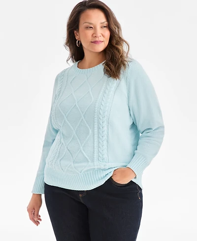 Style & Co Plus Crewneck Chenille Long-Sleeve Sweater, Macy's Exclusive