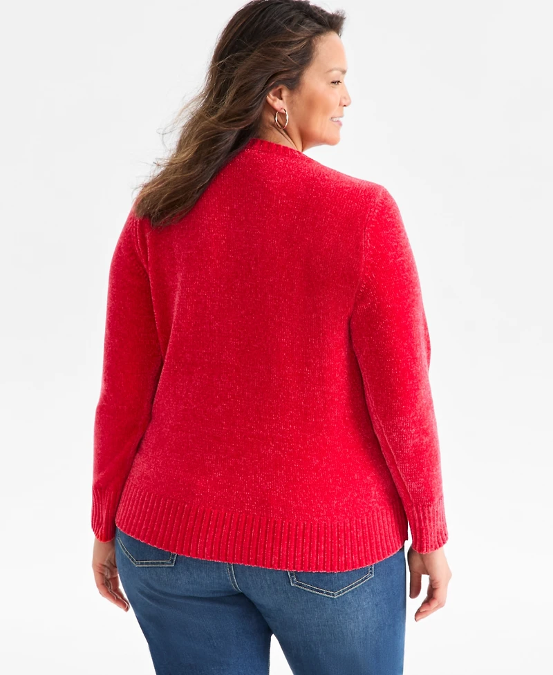 Style & Co Plus Size Crewneck Chenille Long-Sleeve Sweater, Macy's Exclusive