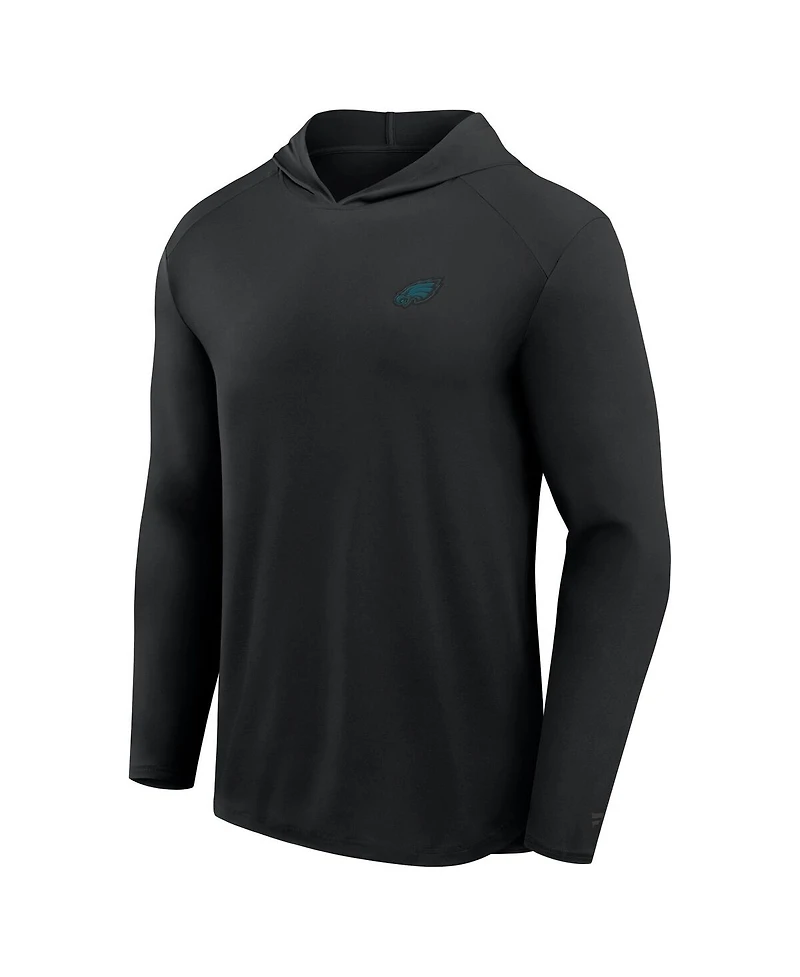 Fanatics Men's Black Philadelphia Eagles Front Office Power Mono Long Sleeve Hoodie T-Shirt