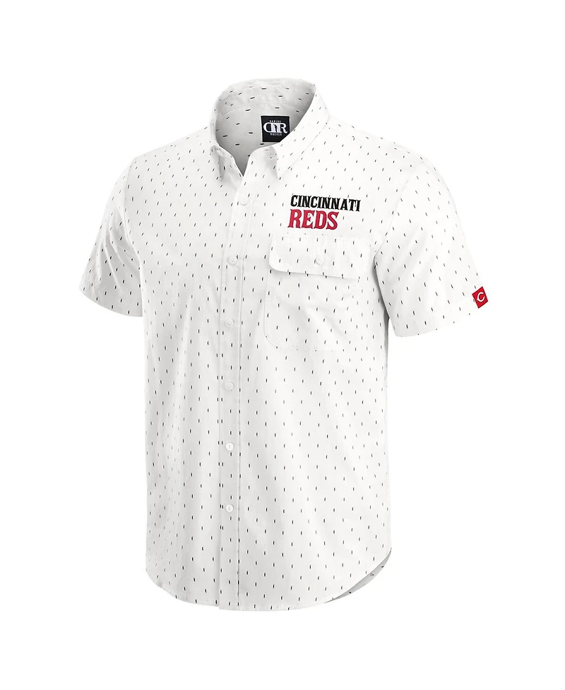 Darius Rucker Collection by Fanatics Men's Cream Cincinnati Reds Printed Button-Down Shirt