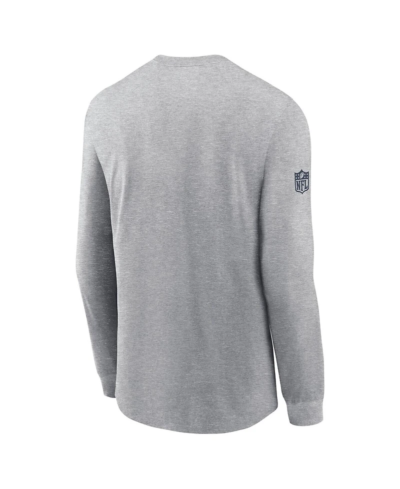 Nike Men's Heather Gray Dallas Cowboys Sideline Performance Long Sleeve T-Shirt