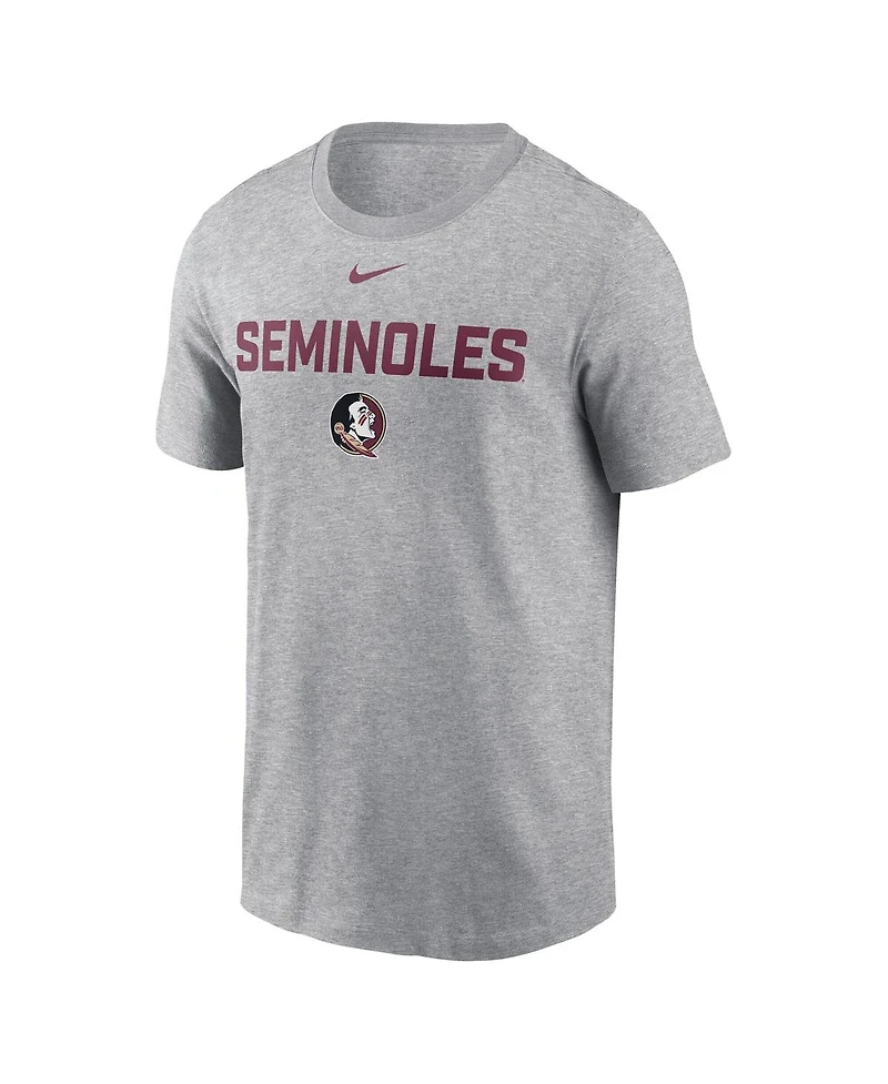 Nike Men's Heather Gray Florida State Seminoles Campus 2-Hit T-Shirt