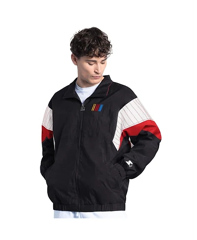 Starter Men's Black/Red Nascar Yard Line Full-Zip Jacket