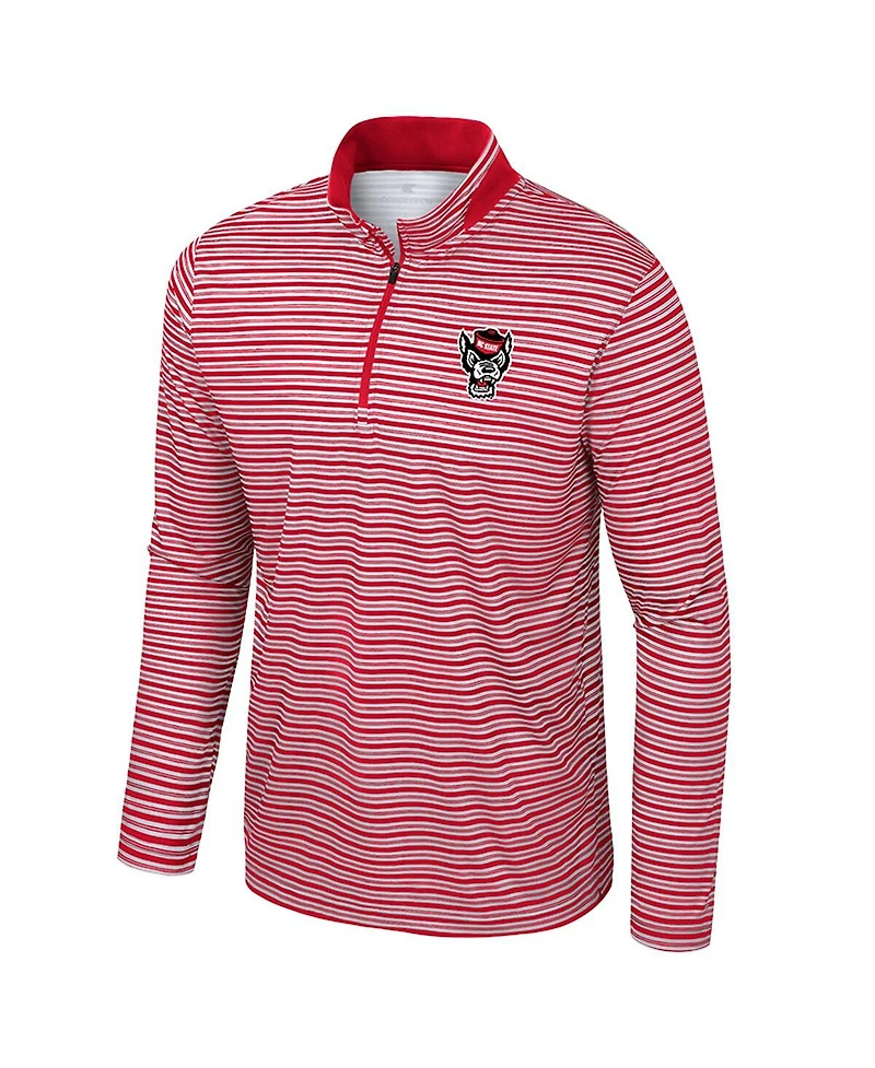 Colosseum Men's Red Nc State Wolfpack Striped Quarter-Zip Sweatshirt