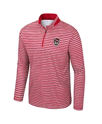 Colosseum Men's Red Nc State Wolfpack Striped Quarter-Zip Sweatshirt