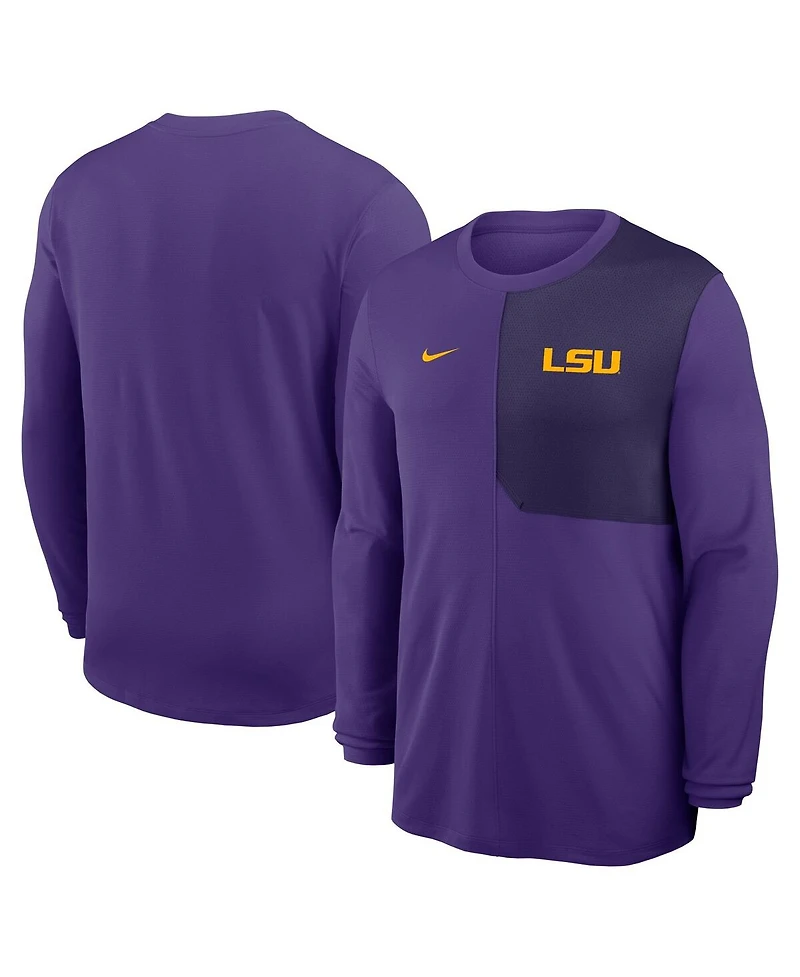 Nike Men's Purple Lsu Tigers 2025 Sideline Coach Uv Performance Long Sleeve T-Shirt