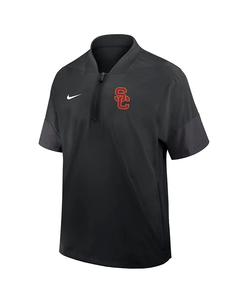 Nike Men's Black Usc Trojans 2025 Sideline Coaches Lightweight Short Sleeve Jacket