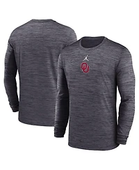 Jordan Men's Black Oklahoma Sooners 2025 Sideline Velocity Performance Long Sleeve T-Shirt