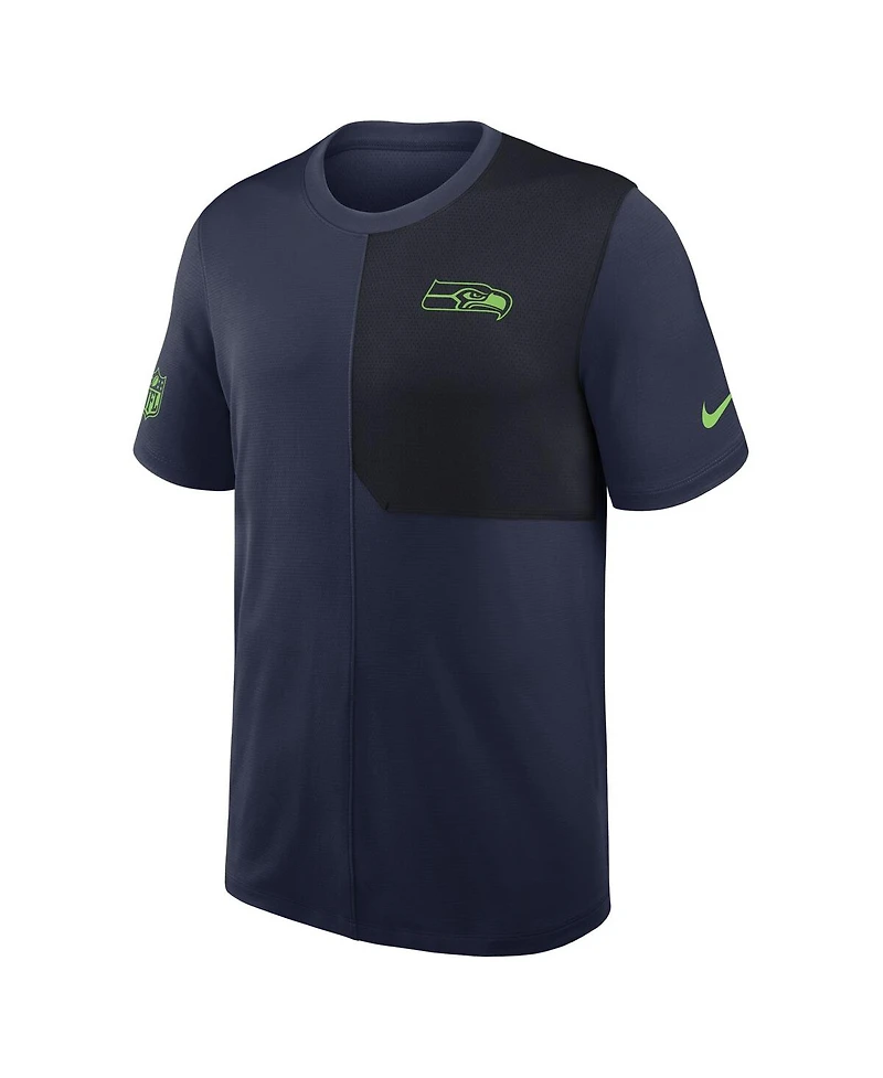 Nike Men's College Navy Seattle Seahawks Sideline Uv Performance Coach T-Shirt