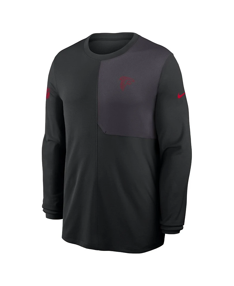 Nike Men's Black Atlanta Falcons Sideline Coach Uv Performance Long Sleeve T-Shirt