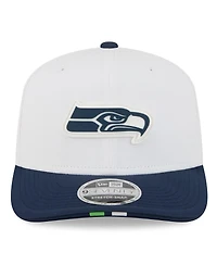 New Era Men's White/College Navy Seattle Seahawks 2025 Nfl Training Camp 9SEVENTY Adjustable Hat