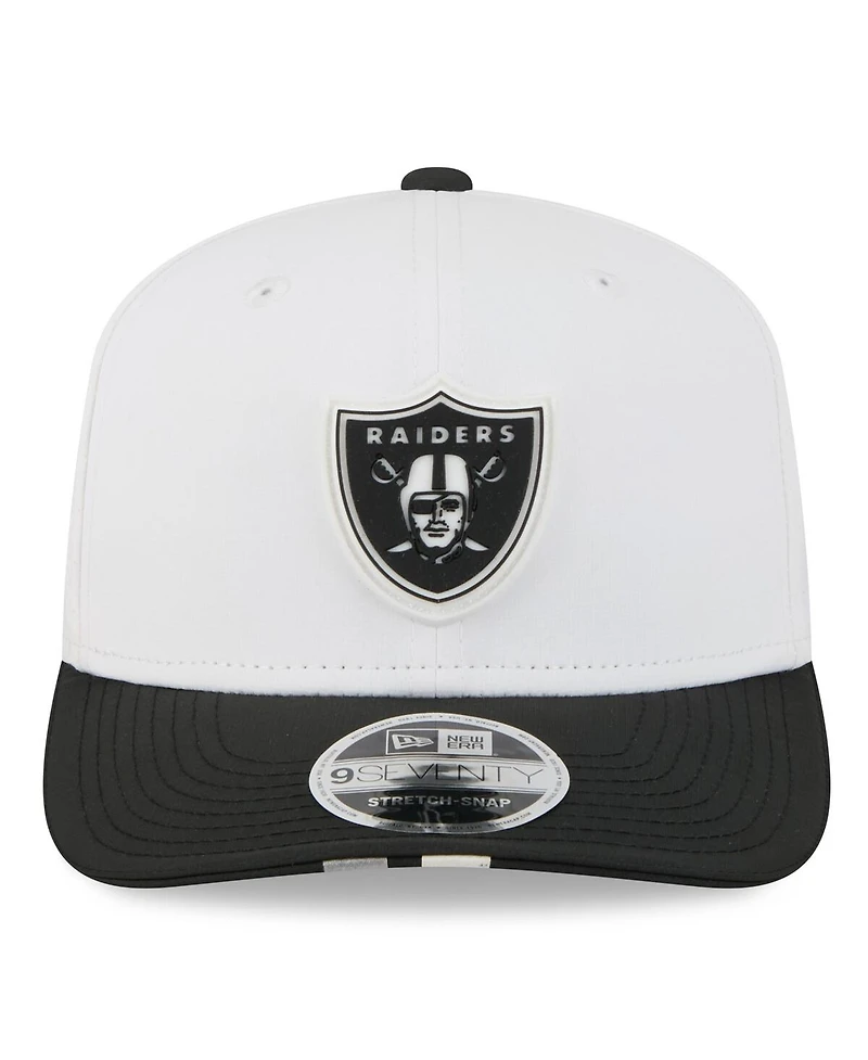 New Era Men's White/Black Las Vegas Raiders 2025 Nfl Training Camp 9SEVENTY Adjustable Hat