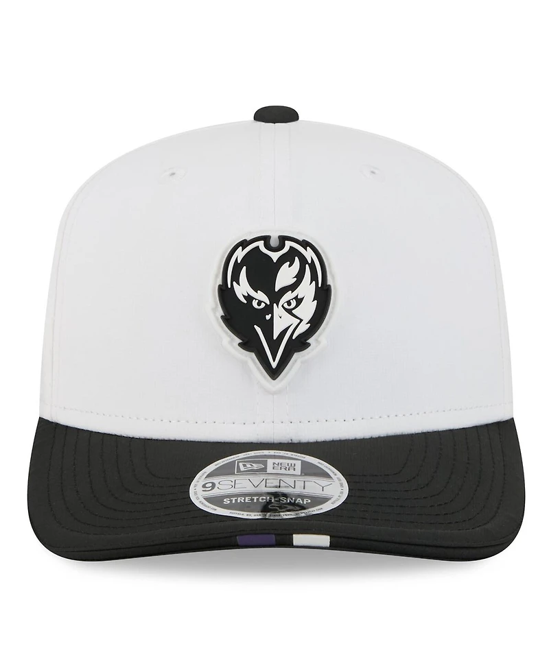 New Era Men's White/Black Baltimore Ravens 2025 Nfl Training Camp 9SEVENTY Adjustable Hat