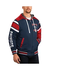 G-iii Sports by Carl Banks Men's Navy/Gray New England Patriots Extreme Full Back Reversible Hoodie Full-Zip Jacket