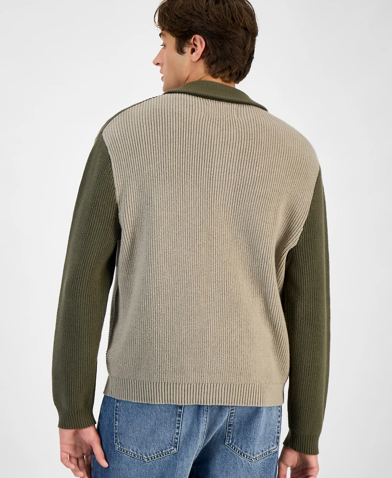 Sun + Stone Men's Colorblocked Cardigan, Macy's Exclusive