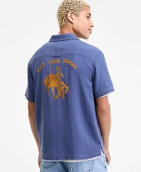 Sun + Stone Men's Joss Short Sleeve Embroidered Button-Front Camp Shirt, Macy's Exclusive