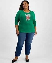 Holiday Lane Plus Size Candy Cane Long-Sleeve T-Shirt, Macy's Exclusive