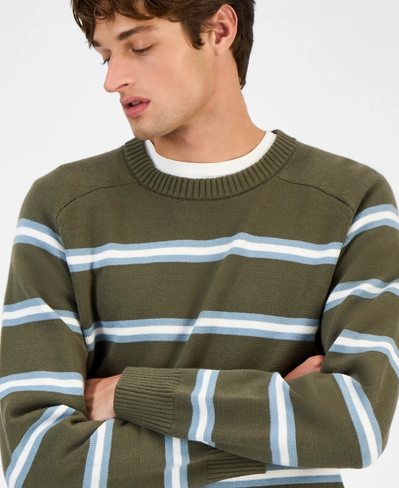Sun + Stone Men's Striped Crewneck Sweater, Macy's Exclusive