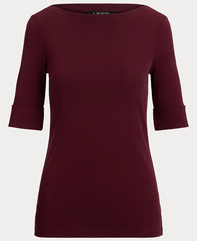 Lauren Ralph Stretch Cotton Boatneck T-Shirt