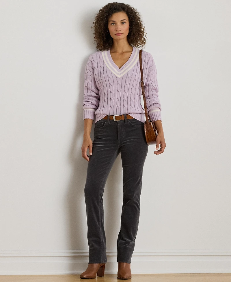 Lauren Ralph Stretch Corduroy Mid-Rise Straight Pants