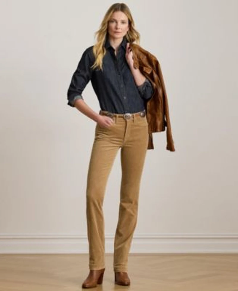 Lauren Ralph Lauren Stretch Corduroy Mid Rise Straight Pants 0p 18