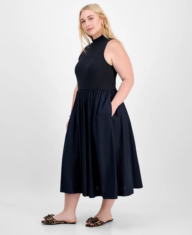 On 34th Trendy Plus Solid Mock-Neck Sleeveless Midi Dress, Macy's Exclusive