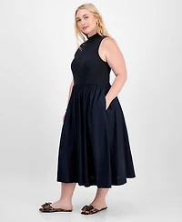 On 34th Trendy Plus Solid Mock-Neck Sleeveless Midi Dress, Macy's Exclusive