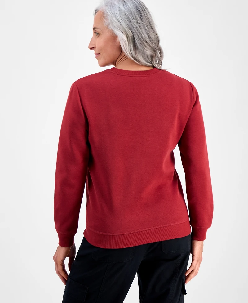 Style & Co Petite Crewneck Long-Sleeve Fleece Sweatshirt, Created for Macy's