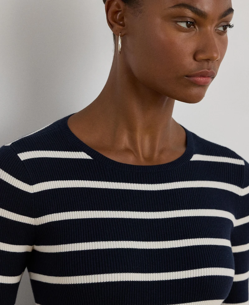 Lauren Ralph Lauren Women's Striped Rib-Knit Crewneck Sweater