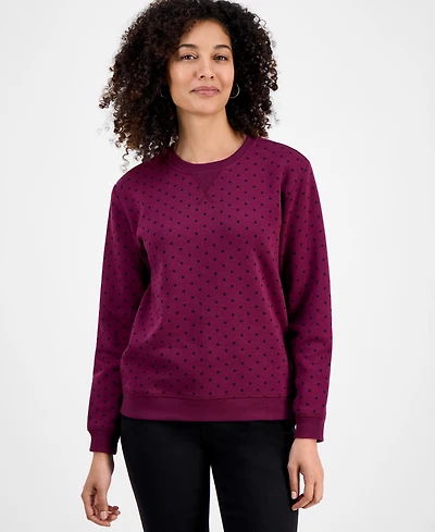 Style & Co Petite Polka Dot Crewneck Sweatshirt, Macy's Exclusive