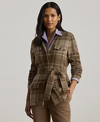 Lauren Ralph Women's Plaid Belted Double-Knit Blazer