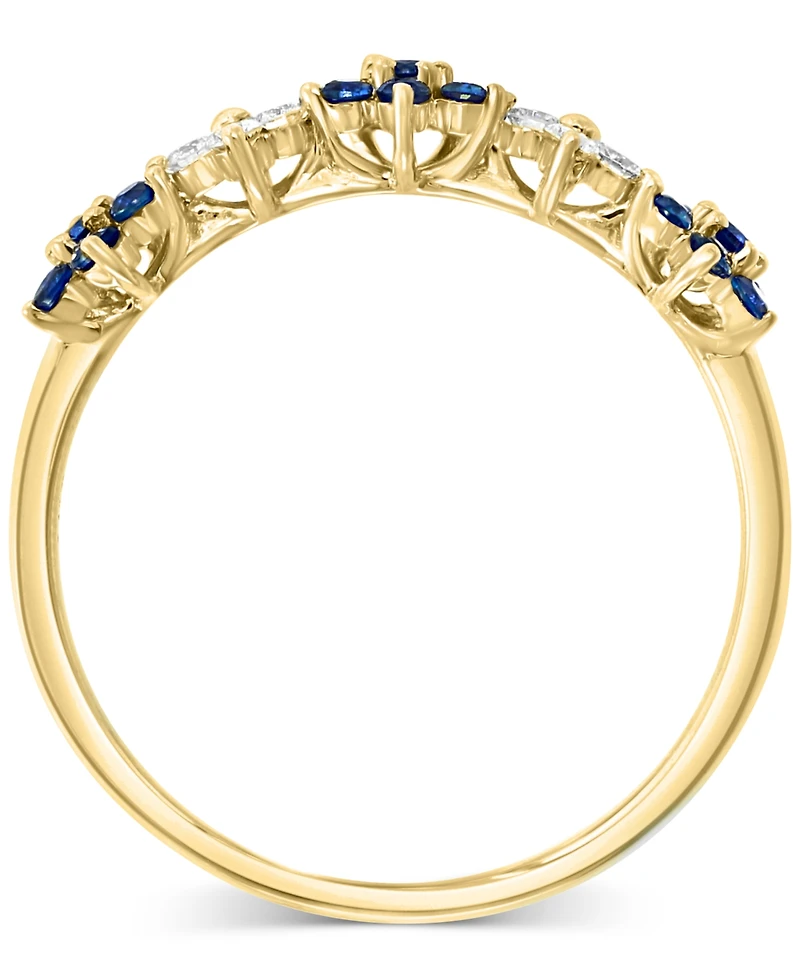 Lali Jewels Emerald (1/3 ct. t.w.) & Diamond (1/6 ct. t.w.) Five Flower Ring in 14k Gold (Also in White Gold)
