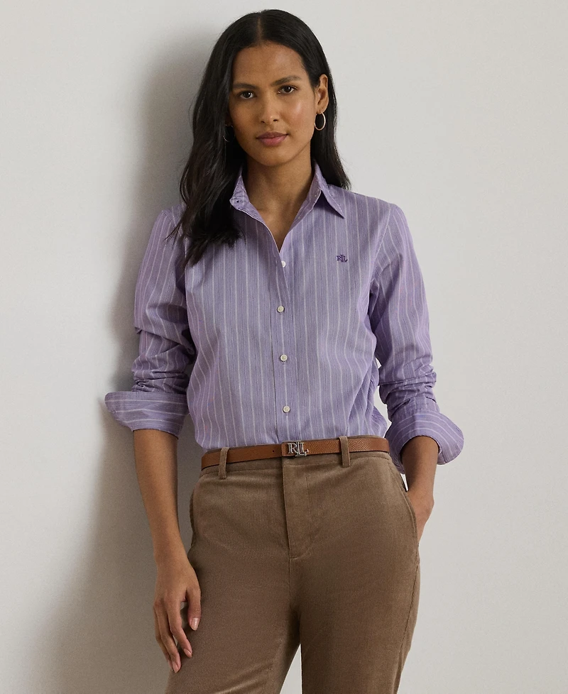 Lauren Ralph Women's Classic-Fit Striped Broadcloth Shirt