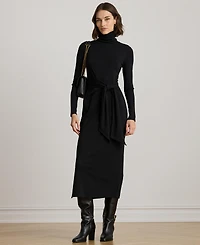 Lauren Ralph Women's Tie-Front Turtle Neck Dress