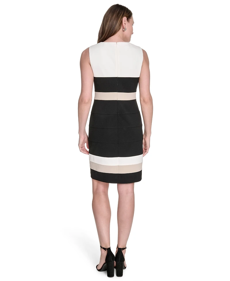 Tommy Hilfiger Women's Scuba Crepe Colorblocked Sheath Dress