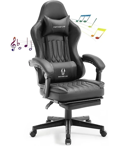 Massage Office Chair with Heat and 6 Vibration Points,Executive Office Chair with Foot Rest and Padded Armrests