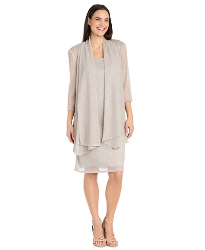 R & M Richards Women's Metallic Crinkle 2-Pc. Dress