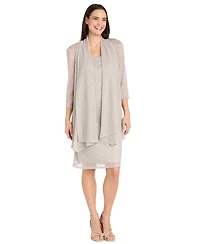 R & M Richards Women's Metallic Crinkle 2-Pc. Dress